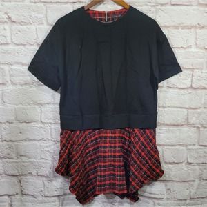 Zara Black & Red Plaid Drop Waist Handkerchief Dress
